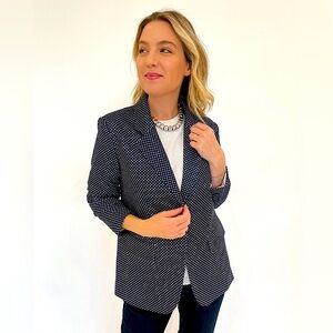 CYNTHIA ROWLEY Classic Pin Dot Blazer-Size S-NAVY